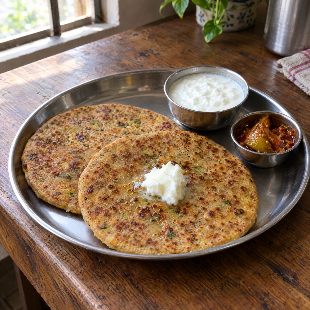 Aloo Paratha (2) with Curd